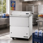 Thumbnail image #2 for True Mfg. - General Foodservice TMC-34-SS-HC Mobile School Milk Cooler, 8-Crate Forced-Air, White Exterior, Stainless Steel Interior