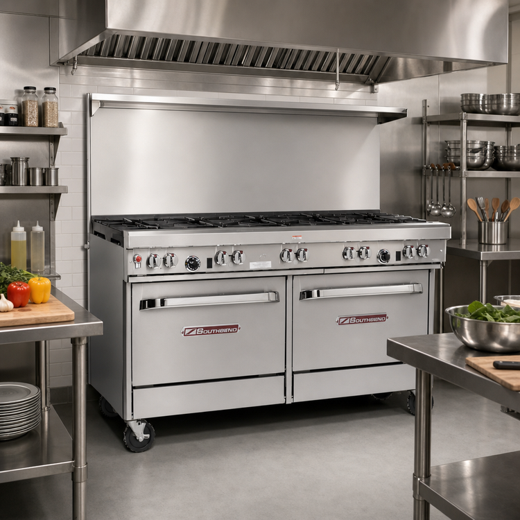 Product image #2 for Southbend Ultimate 60-Inch Gas Restaurant Range with 4 Pyromax Burners, 24-Inch Griddle and 2 Cabinets