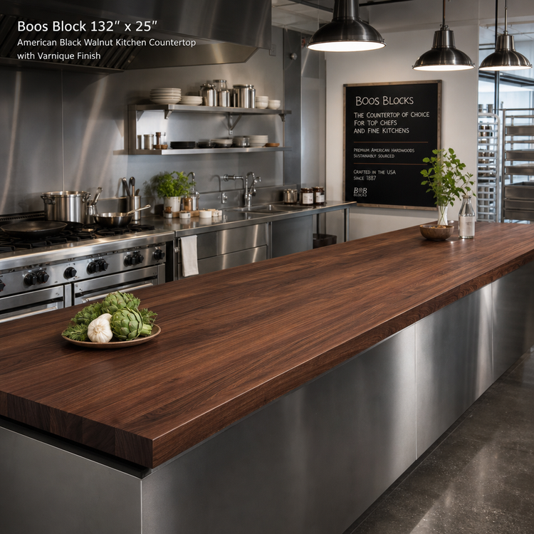 Product image #2 for Boos Block 132" x 25" American Black Walnut Kitchen Countertop with Varnique Finish