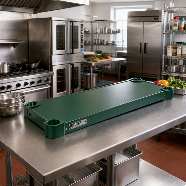 Product image #2 for Eagle Quik-Set 42" x 24" Solid Flat Shelf, 1000 lb Capacity, Galvanized Steel with Green Epoxy Finish