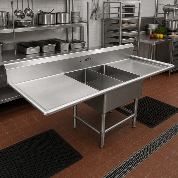 Product image #2 for John Boos Pro-Bowl 2-Compartment Platter Sink with Left and Right Drainboards