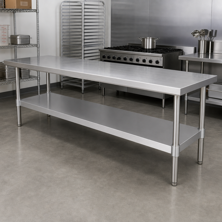 Product image #2 for BK Resources Additional Stainless Steel Undershelf for 96-Inch x 18-Inch Work Table