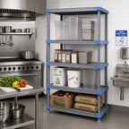 Thumbnail image #2 for Quantum Millenia QP184274SS-4 42"W x 18"D x 74"H Gray Polymer Stationary Starter Shelving Unit with 4 Solid Shelves