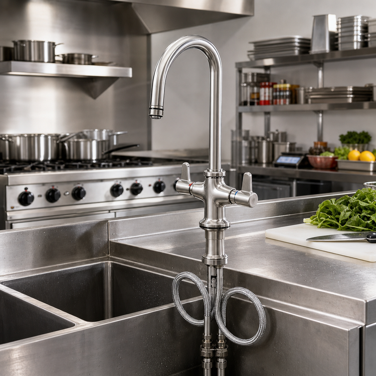 Product image #2 for equip 5-1/2-Inch Gooseneck Swivel Deck-Mount Manual Faucet with Lever Handles