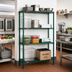 Thumbnail image #2 for Valu-Gard 4-Tier Stationary Starter Wire Shelving Unit with QuadTruss Shelves, 48W x 21D x 63H, Green Epoxy