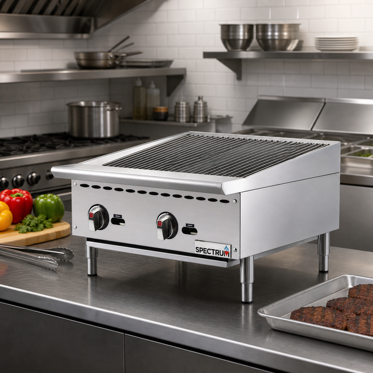 Product image #2 for Winco Spectrum™ 24-Inch Countertop Natural Gas Charbroiler, 2-Burner Radiant