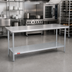 Thumbnail image #2 for Duke Stainless Steel Work Table with Galvanized Undershelf and Posts, 120 x 24 x 36 Inches, No Backsplash