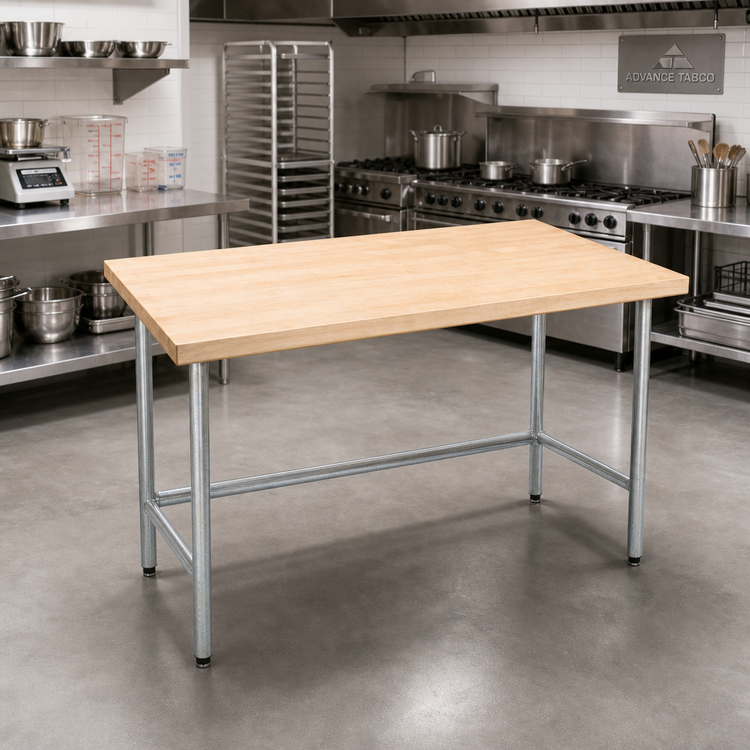 Product image #2 for Advance Tabco 60-Inch x 30-Inch Maple Top Work Table with Galvanized Base