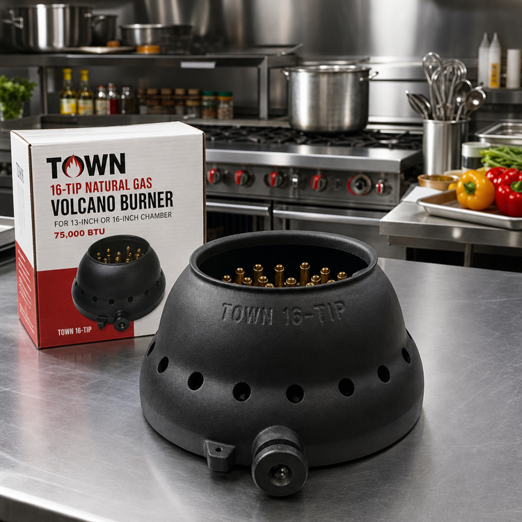 Product image #2 for Town 16-Tip Natural Gas Volcano Burner for 13-Inch or 16-Inch Chamber, 75,000 BTU