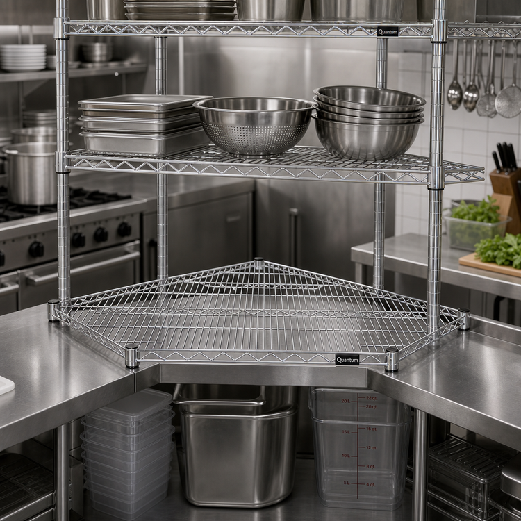 Product image #2 for Quantum 36 Inch x 18 Inch 5-Sided Chrome-Plated Wire Shelf for 18-Inch Adjacent Units