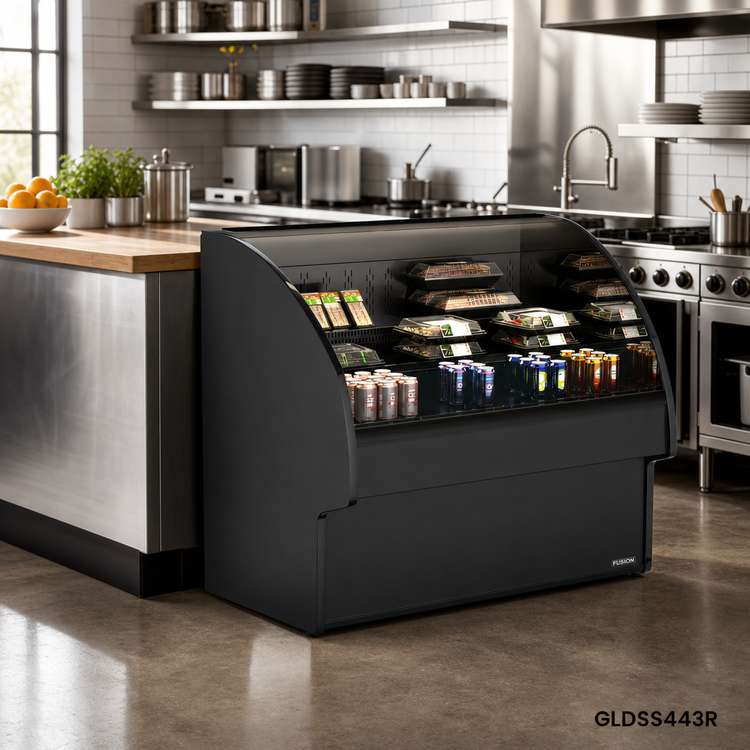 Product image #2 for Fusion Open Curved Countertop Refrigerated Self-Service Display Case, Remote DX Refrigeration