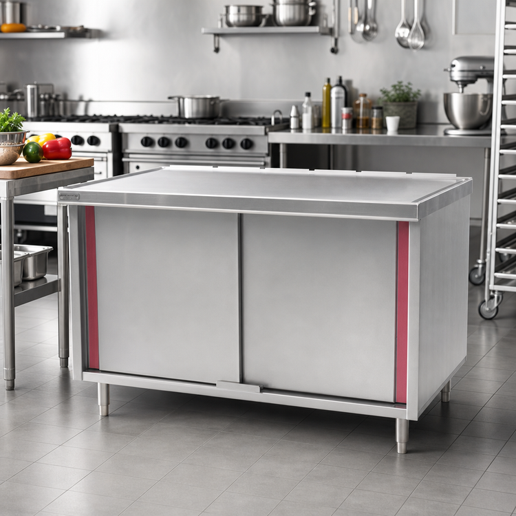 Product image #2 for Spec-Master Marine Counter Edge Stainless Steel Enclosed Work Table with Hinged Doors, 72 x 30 Inches