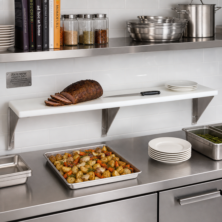 Product image #2 for Advance Tabco Triumph (Supreme) 47-1/8-Inch Carving Station Shelf with Removable 3/8-Inch White Poly Cutting Board
