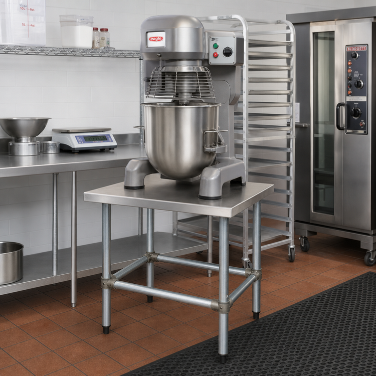 Product image #2 for Eagle Group Stationary Mixer Stand, 24 x 30 x 24 Inch, Stainless Steel Top, Galvanized Tubular Base