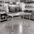 Thumbnail image #2 for Klinger's Trading NBSG2460 60 x 24 Inch Stainless Steel Work Table, Open Galvanized Base, 2 Inch Rear Up-Turn