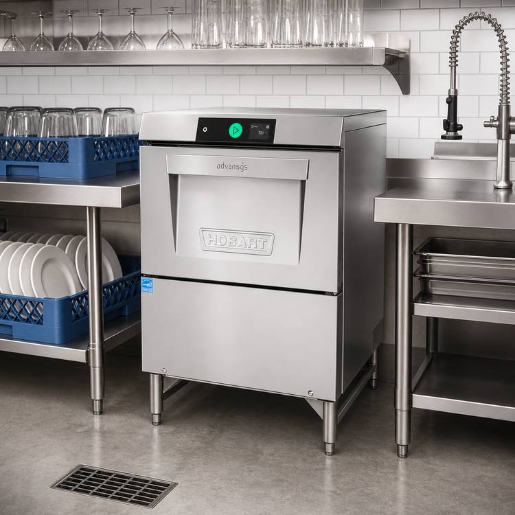 Product image #2 for Hobart LXGNPR-1 Advansys Undercounter Glass Washer with PuriRinse and 14-Inch Leg Stand