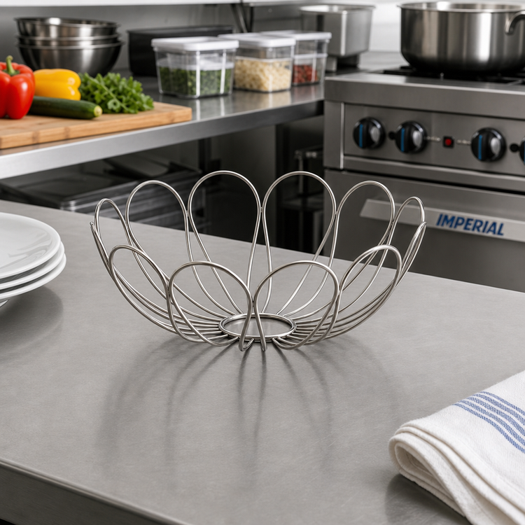Product image #3 for American Metalcraft Bloom Round Stainless Steel Serving Basket, 8-1/8 Inch Diameter