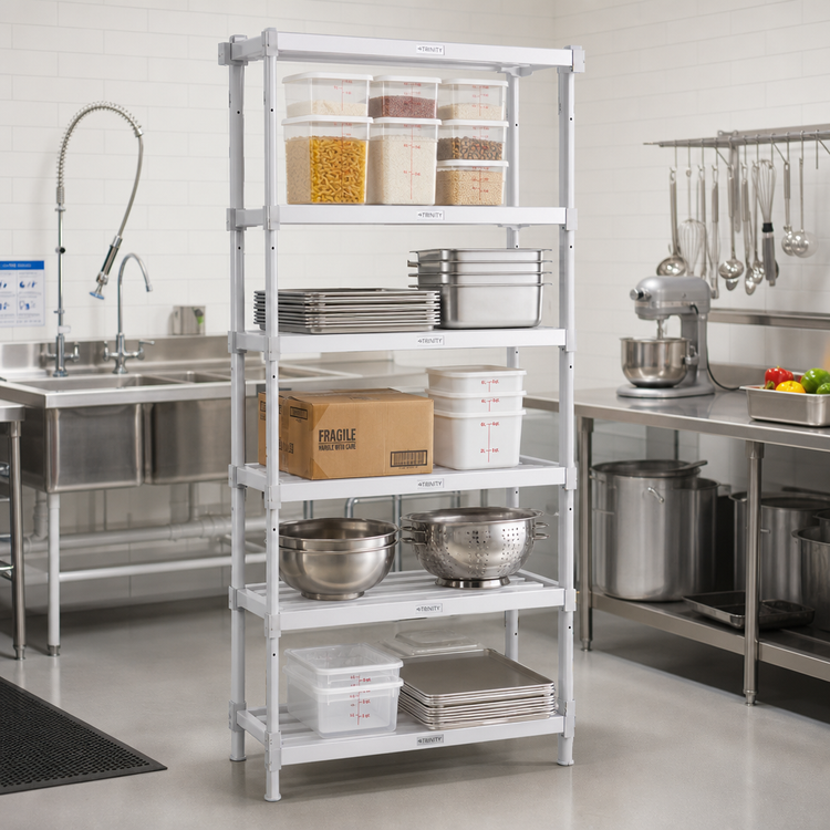 Product image #3 for 5-Shelf Adjustable Tubular Aluminum Commercial Shelving Kit, 36 x 24 x 72 Inches