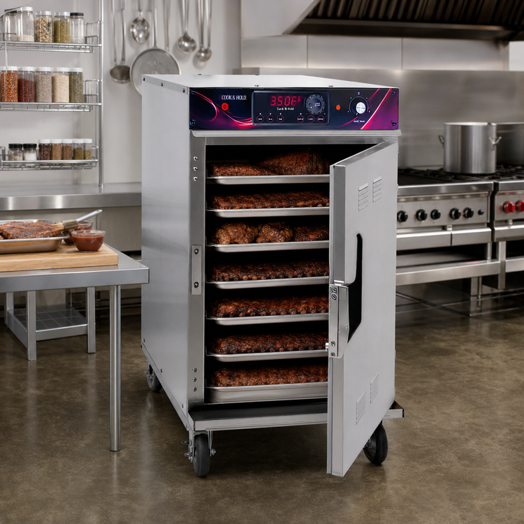 Product image #2 for Mobile Stacked Low-Temp Cook-and-Hold Smoker Cabinet, 16-Pan Capacity