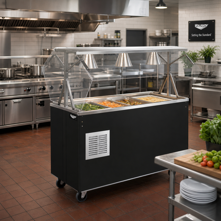 Product image #2 for Vollrath 2-Series Affordable Portable™ Mobile Refrigerated Cafeteria Unit with Breath Guard, 4-Pan