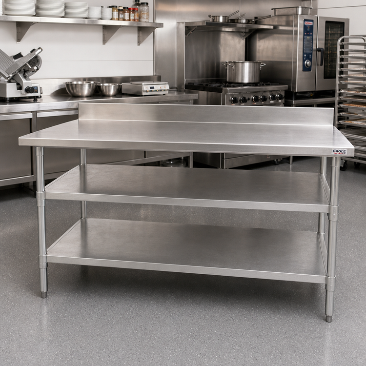 Product image #2 for Eagle Group Adjustable Galvanized Work Table Undershelf for 108" x 30" Tables with Uni-Lok Hat Channel Frame