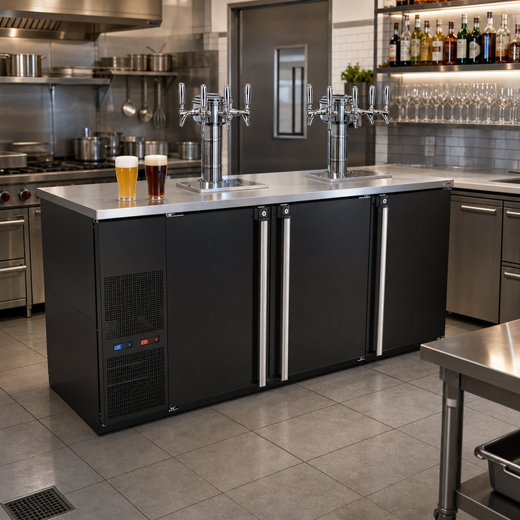 Product image #2 for 80-Inch Dual-Temperature Three-Section Commercial Beverage Station Beer Dispenser with 8 Faucets