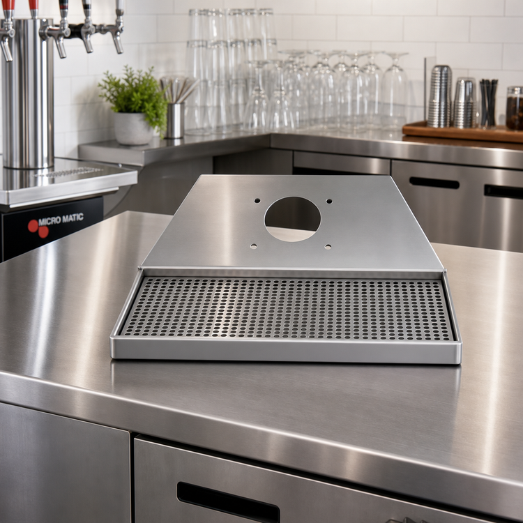 Product image #2 for Micro Matic Stainless Steel Surface-Mount Drip Tray Trough with Tower Plate, 21-1/2" x 16-1/4"
