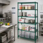 Thumbnail image #2 for Quantum WR63-3636P-5 36"W x 36"D x 63"H Wire Shelving Starter Kit, 5 Shelves, Green Epoxy Antimicrobial Finish