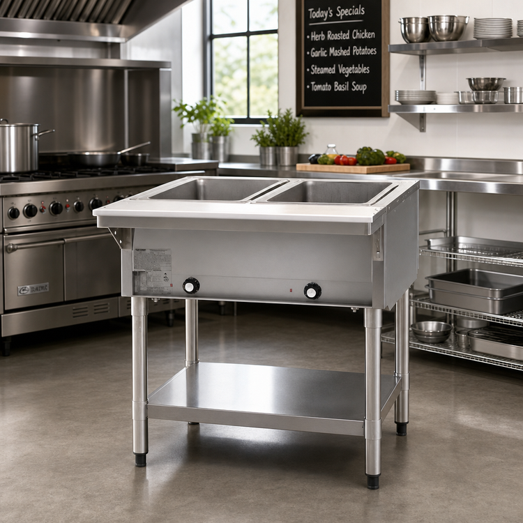 Product image #2 for Eagle Group DHT2-240-1X Electric Open-Base Hot Food Table with 2 Dry Wells, 33 Inch Wide, 240V