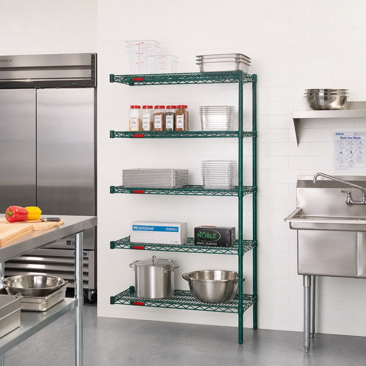 Product image #2 for Eagle Group Valu-Gard 5-Tier Add-On Wire Shelving Unit, 30 x 21 x 86 Inches, Green Epoxy Finish