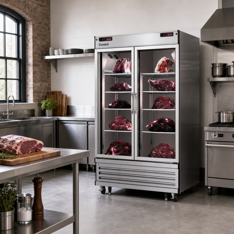 Product image #2 for Everest Refrigeration EDA2 Two-Section Dry Aging & Thawing Cabinet, 50.0 Cu. Ft., Glass Doors, Bottom Mount
