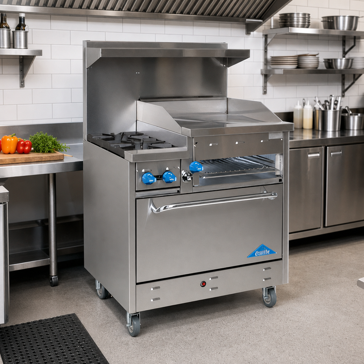 Product image #2 for Comstock-Castle 36-Inch Gas Raised Griddle Range with 2 Open Burners, 24-Inch Griddle and 31.5-Inch Oven