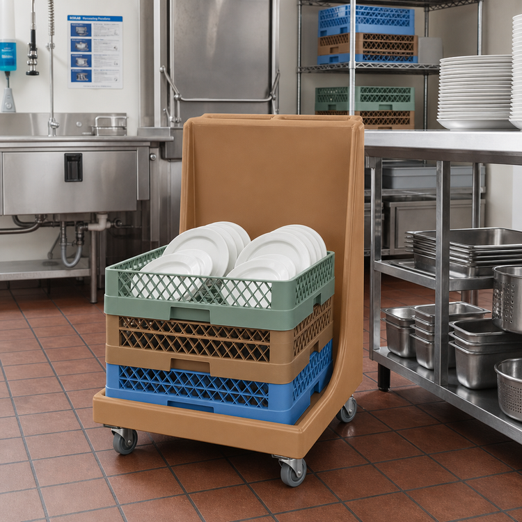 Product image #3 for Cambro Camdolly® CD2020H Dish Rack Dolly with Molded Handle — 350 lb Capacity, Coffee Beige