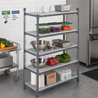 Thumbnail image #2 for Cambro Camshelving® Basics Plus CBSK2136V5580 Vented Polymer Shelving Kit, 21 x 36 Inches, 5 Shelves, Brushed Graphite
