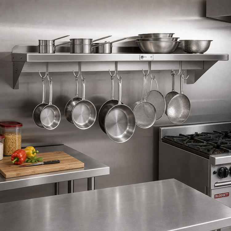 Product image #2 for John Boos Stallion 36-Inch Wall-Mount Stainless Steel Pot Rack Shelf