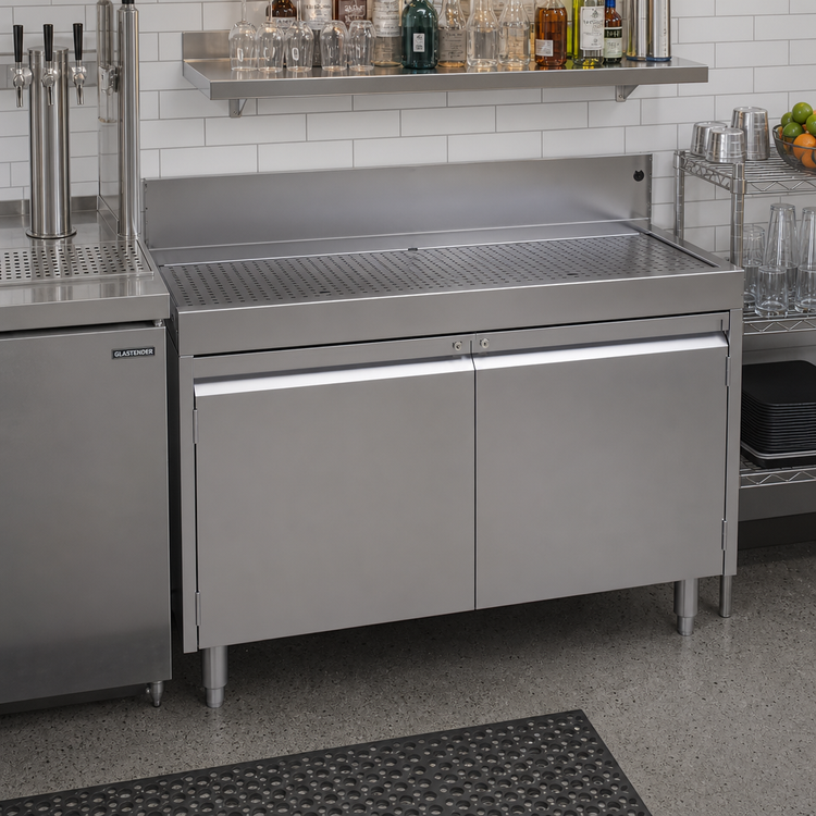 Product image #2 for Glastender DBCA-42 Underbar Drainboard Cabinet Base with Hinged Doors, 42 Inch Wide x 19 Inch Deep
