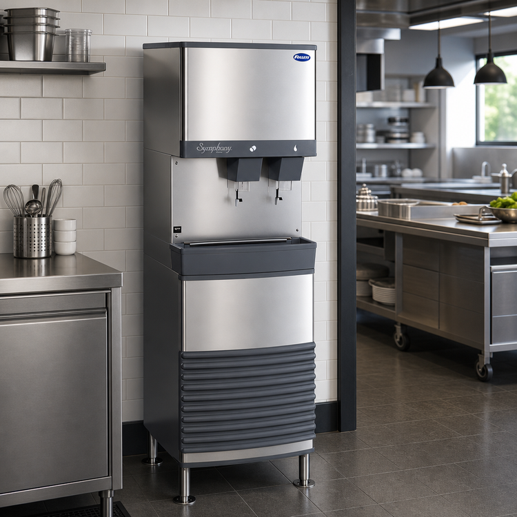 Product image #2 for Follett Symphony Plus 25FB414W-L Freestanding 425 lb. Water-Cooled Chewblet Ice and Water Dispenser with Lever Dispense
