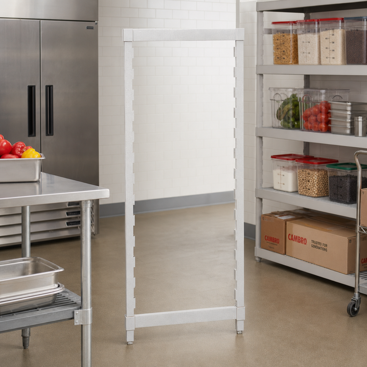 Product image #3 for Cambro Camshelving Premium Stationary Shelving Post Kit for 24-Inch Deep Shelving, 84-Inch High, Speckled Gray