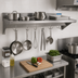 Thumbnail image #2 for BK Resources Premium Wall-Mount Overshelf with Pot Rack, 30 in. W x 12 in. D, T-304 Stainless Steel