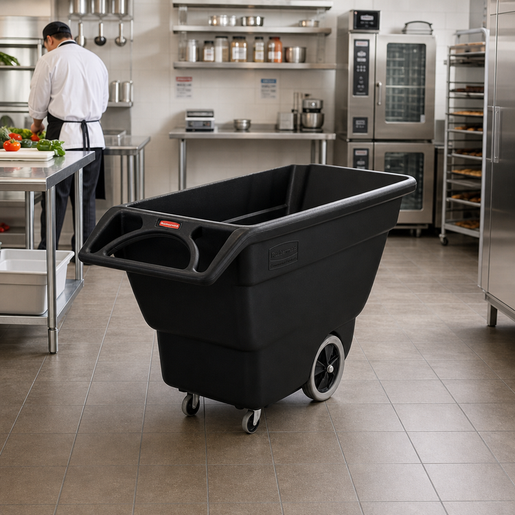 Product image #2 for Rubbermaid Commercial Products 3/4 Cubic Yard Structural Foam Open-Top Tilt Truck, Black