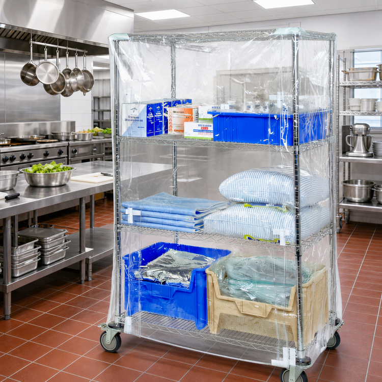 Product image #2 for Quantum 18 x 36 x 63 Inch 10-Gauge Clear Vinyl Wire Cart Cover with Velcro Flap