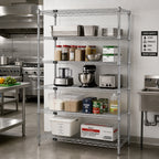 Thumbnail image #2 for Quantum WR63-1454C-5 Wire Shelving Starter Kit, Chrome-Plated, 5 Shelves, 54"W x 14"D x 63"H