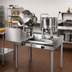 Thumbnail image #2 for Groen Direct Steam Kettle Cabinet Assembly with (2) 40-Quart Hand-Tilt Kettles, 63-Inch Stainless Steel Table