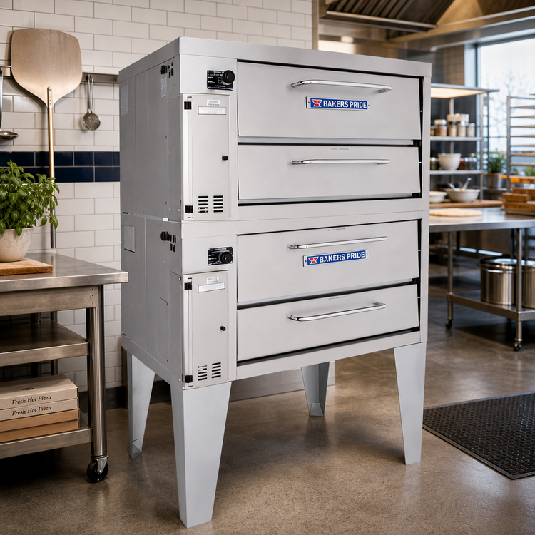 Product image #2 for Bakers Pride Super Deck Series Double Deck Gas Pizza Deck Oven, 36 x 24.5 Inch Ceramic Bake Decks, Shallow Depth