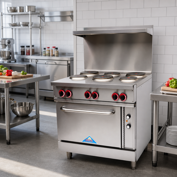 Product image #2 for Castle 36-Inch Electric Restaurant Range with 6 Hotplates and Standard Oven, 208V/3-Phase