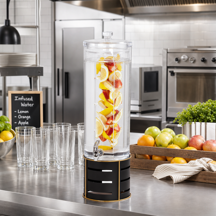 Product image #2 for Cal-Mil Empire Round Single Beverage Dispenser with Infusion Chamber, Black, 10-1/2 Inch Dia. x 24 Inch H