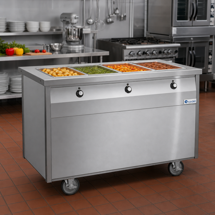 Product image #2 for Randell Mobile Electric Hot Food Table with 4 Sealed Wells and Enclosed Base, 60 x 30 Inches