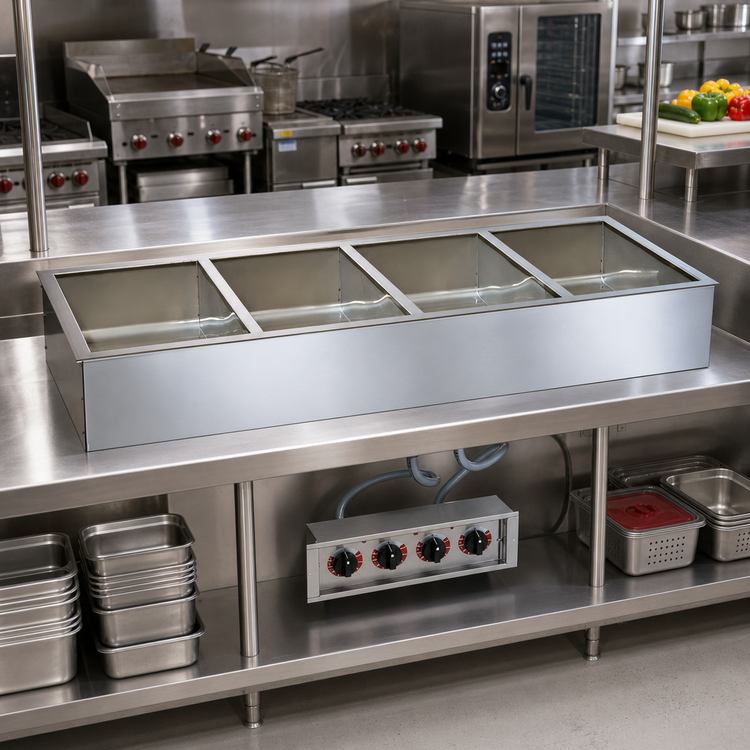 Product image #2 for Halo Heat 400-HWILF/D6 Waterless Drop-In Hot Food Well, 4-Pan, Large Flange, 6-3/8" Deep