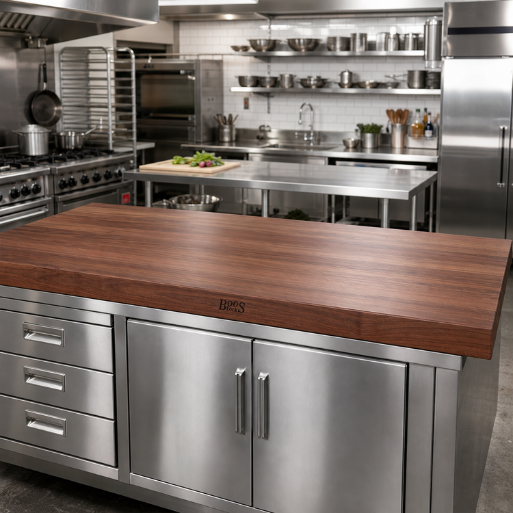 Product image #2 for John Boos Boos Block American Black Walnut Edge Grain Kitchen Countertop, 132 x 32 x 2-1/4 Inches, Varnique Finish