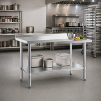 Open Base 304 Stainless Steel Worktable with Undershelf, 60 Inch x 30 Inch x 34 Inch